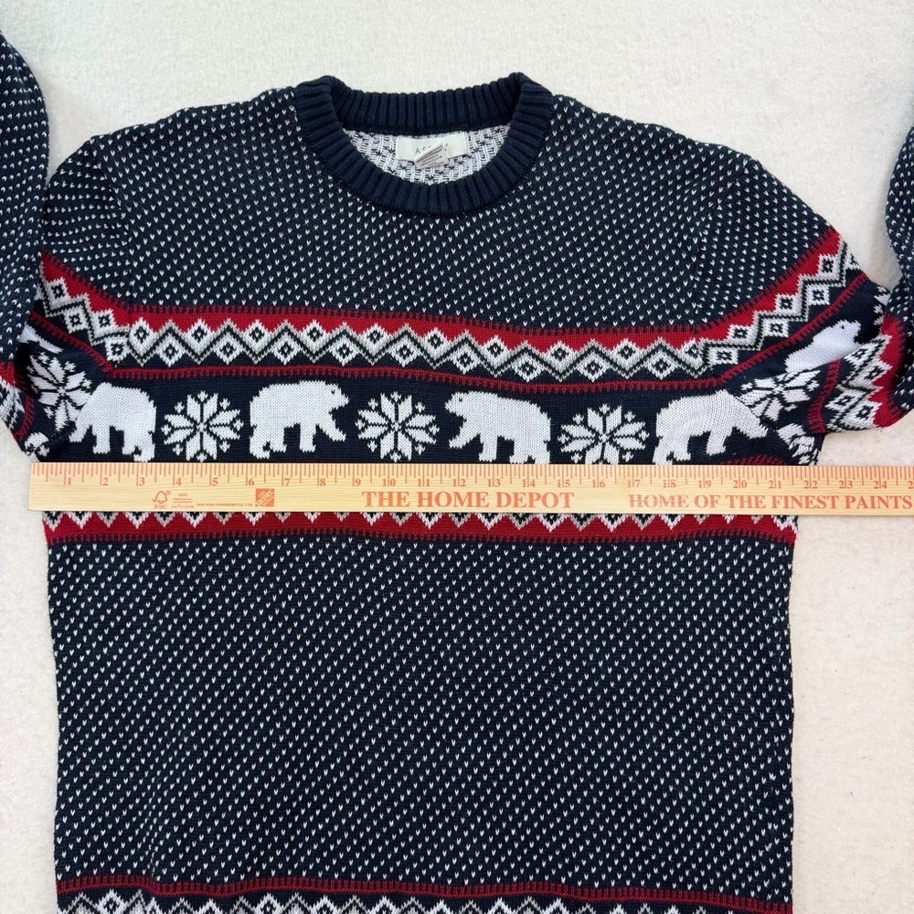Aspen Men’s Blue Crewneck 100% Cotton Winter Sweater Polar Bears Size Large - Picture 5 of 8